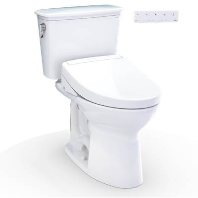 Toto MW7863446CEFG#01 - Drake Transitional WASHLET+ Two-Piece Elongated 1.28 GPF Universal Height TORNADO FLUSH Toilet with S5 Bidet Seat, Cotton White