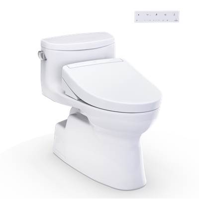 Toto MW6443446CEFG#01 - WASHLET+ Carolina II One-Piece Elongated 1.28 GPF Toilet and WASHLET+ S5 Bidet Seat, Cotton White