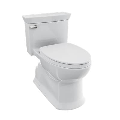 Toto MS964124CEFG#01 - Soir1/2e One Piece Elongated 1.28 GPF Universal Height Skirted Toilet with CeFiONtect, Cotton White