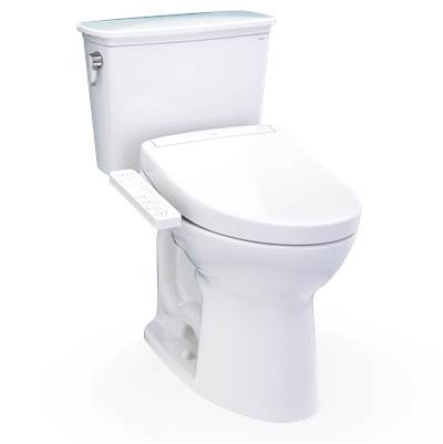 Toto MW7863346CEFG#01 - Drake Transitional WASHLET+ Two-Piece Elongated 1.28 GPF Universal Height TORNADO FLUSH Toilet with S2 Bidet Seat, Cotton White
