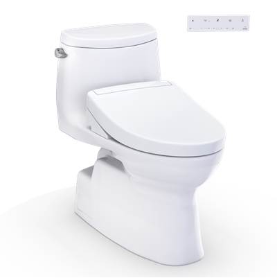 Toto MW6143446CEFG#01 - WASHLET+ Carlyle II One-Piece Elongated 1.28 GPF Toilet and WASHLET+ S5 Bidet Seat, Cotton White