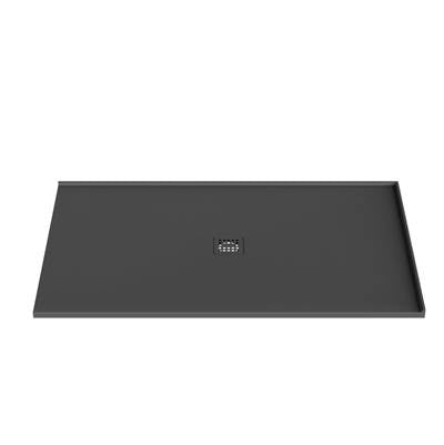 StoneTouch STSBCO6036R2BK - Waterproof 60X36 Shower Base - 2 Side Flange Right - Centered Drain