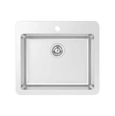 Zomodo ARC130T - 24'' Single Sink - Topmount W/ Single Hole Tap Ledge, 16Ga, R20, Single Box