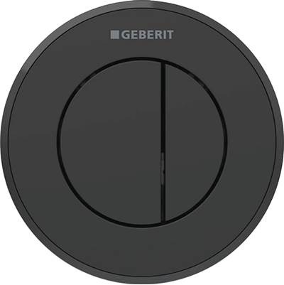 Geberit 116.056.16.1 - Geberit Type 10 Remote Flush Actuation, Round, Pneumatic, Dual Flush, For Sigma Concealed Cistern 8 Cm, Concealed Actuator: Button, Collar: Black Matt / Easy-To-Clean Coated, Design Ring/-S: Black / Glossy