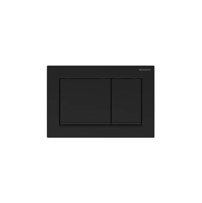 Geberit 115.080.16.1 - Geberit Omega20 Actuator Plate, Square, Dual Flush: Plate, Button: Black Matt / Easy-To-Clean Coated, Design Stripes: Black / Glossy