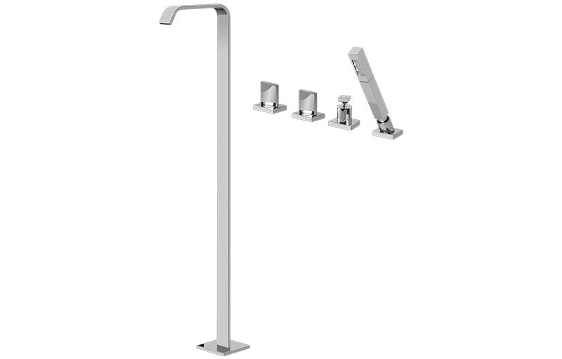 Graff G-3653-C14B-BK - Floor-Mounted Tub Filler W/Deck-Mounted Handshower & Diverter