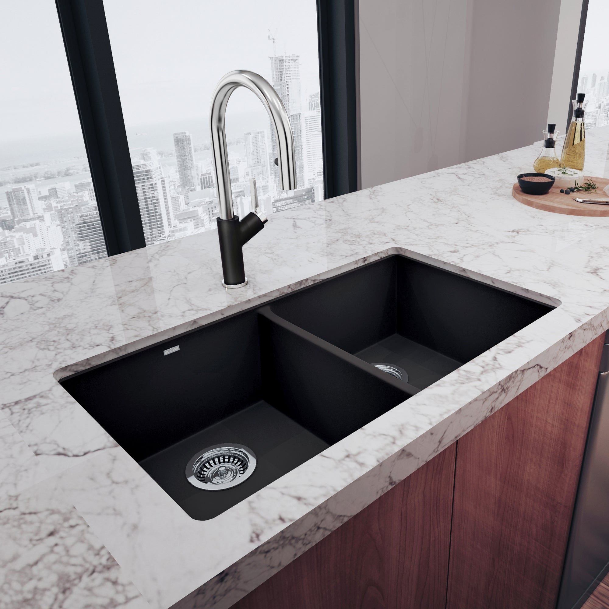 Blanco 400580- PRECIS U 2 Undermount Kitchen Sink, SILGRANIT®, Anthracite - FaucetExpress.ca