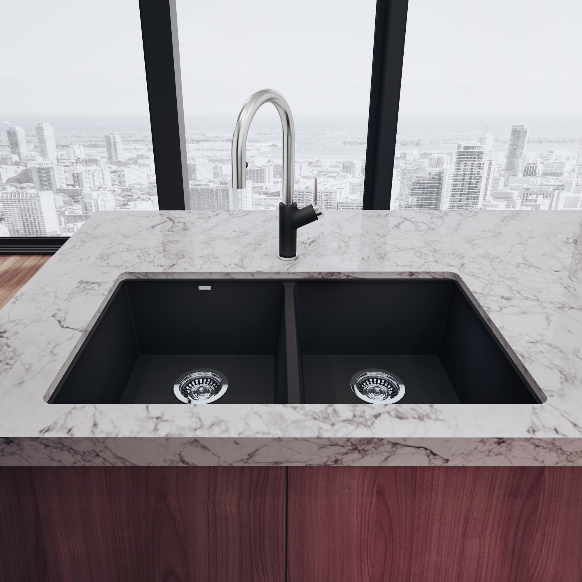 Blanco 400580- PRECIS U 2 Undermount Kitchen Sink, SILGRANIT®, Anthracite - FaucetExpress.ca