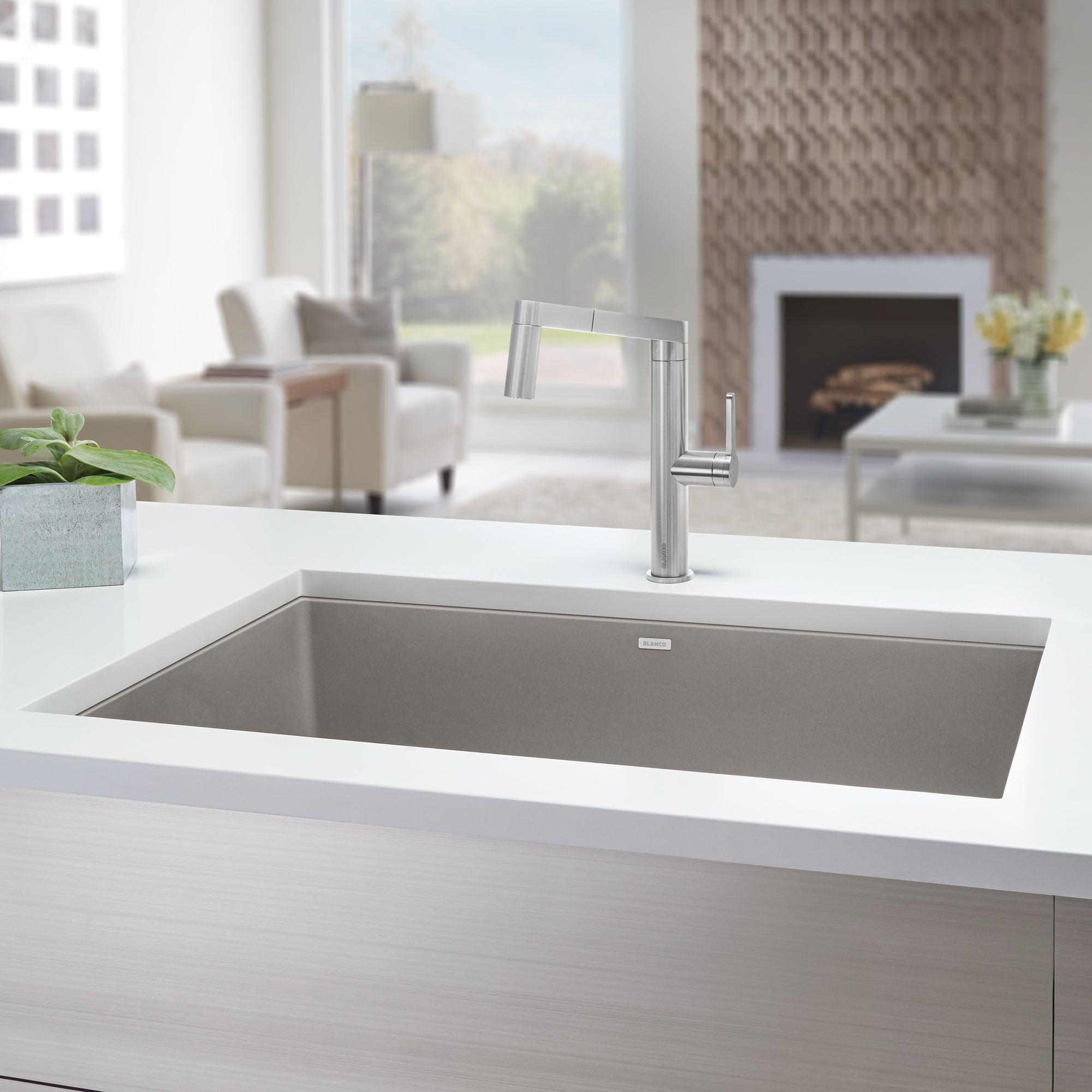 Blanco 401143- PRECIS U Super Single, Undermount, SILGRANIT®, Truffle - FaucetExpress.ca