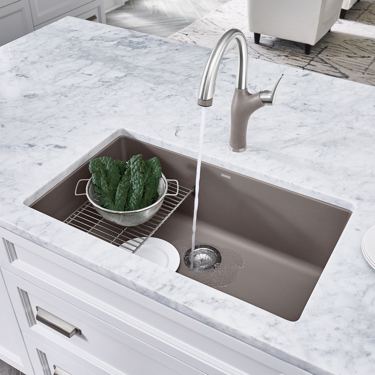 Blanco 401143- PRECIS U Super Single, Undermount, SILGRANIT®, Truffle - FaucetExpress.ca