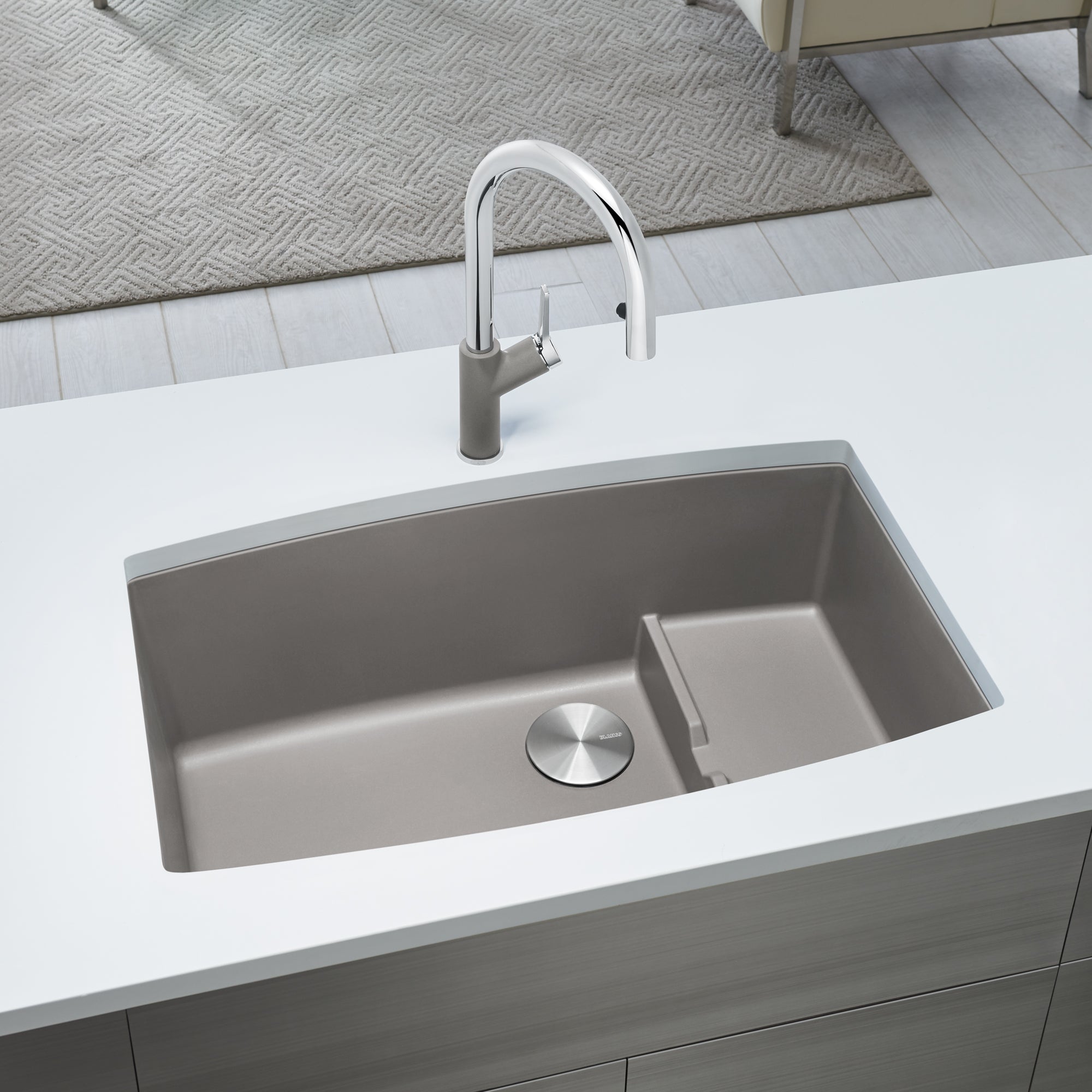 Blanco 401191- PERFORMA Cascade Undermount Sink, SILGRANIT®, Truffle - FaucetExpress.ca