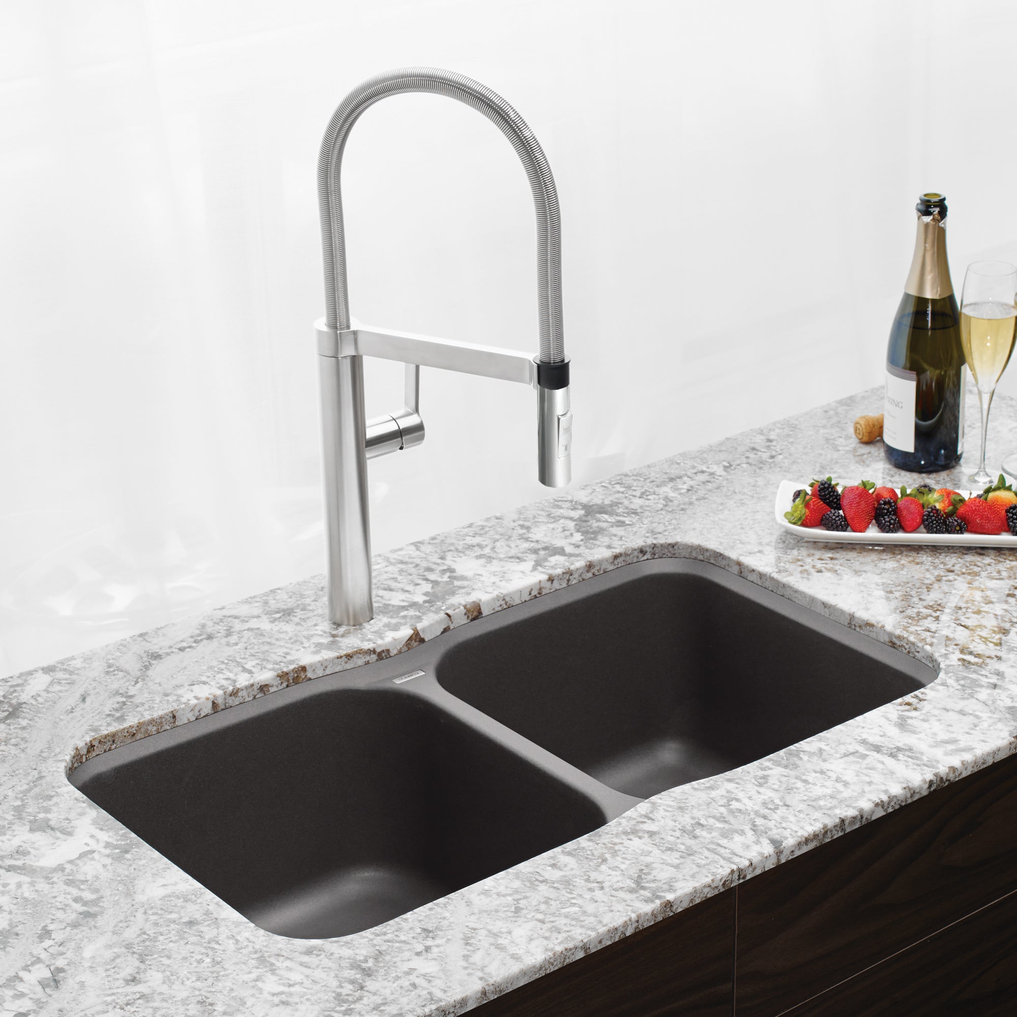 Blanco 401398- VISION U 2 Undermount Kitchen Sink, SILGRANIT®, Cinder - FaucetExpress.ca
