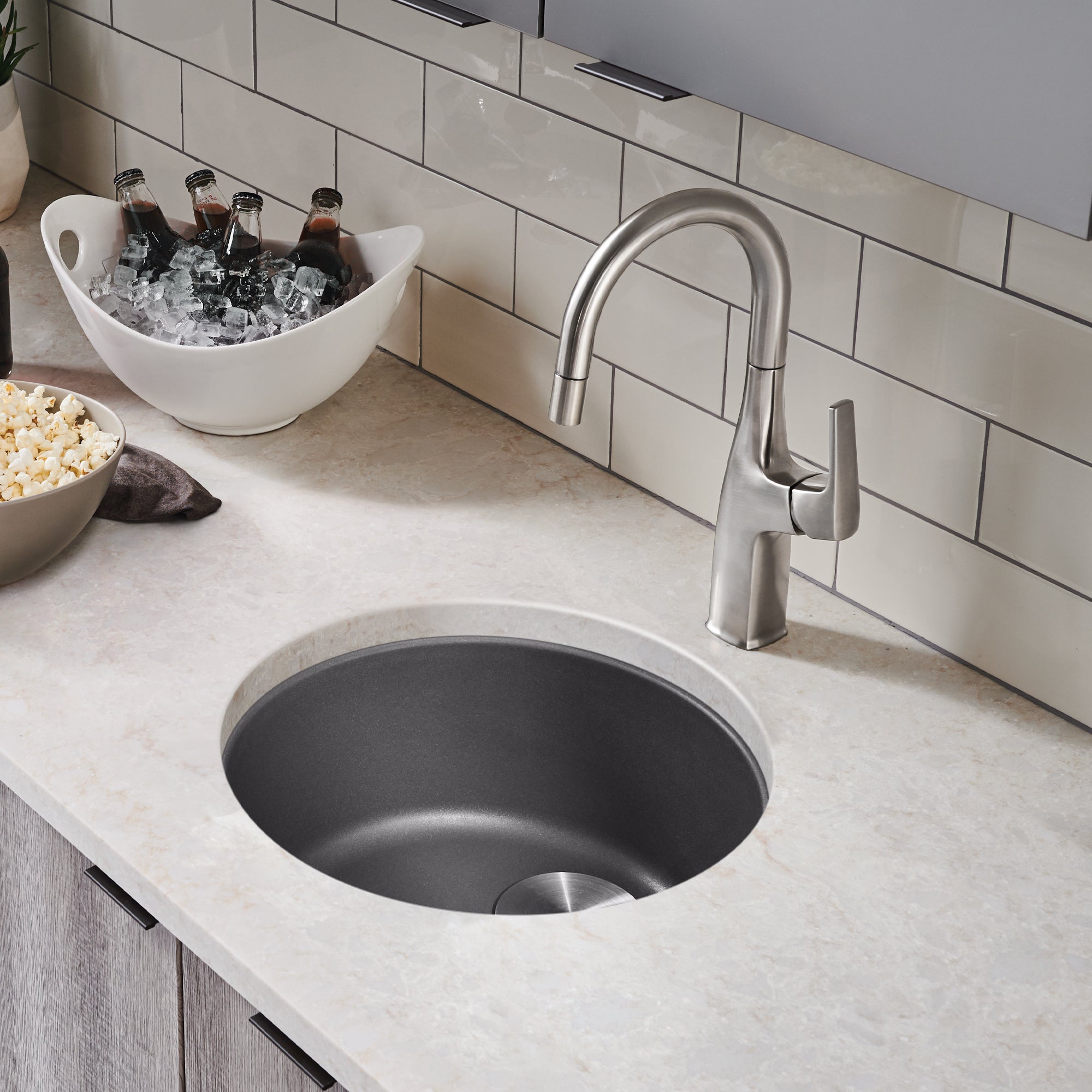 Blanco 401421- BLANCORONDO Bar/Prep Drop-in sink, SILGRANIT®, Cinder - FaucetExpress.ca