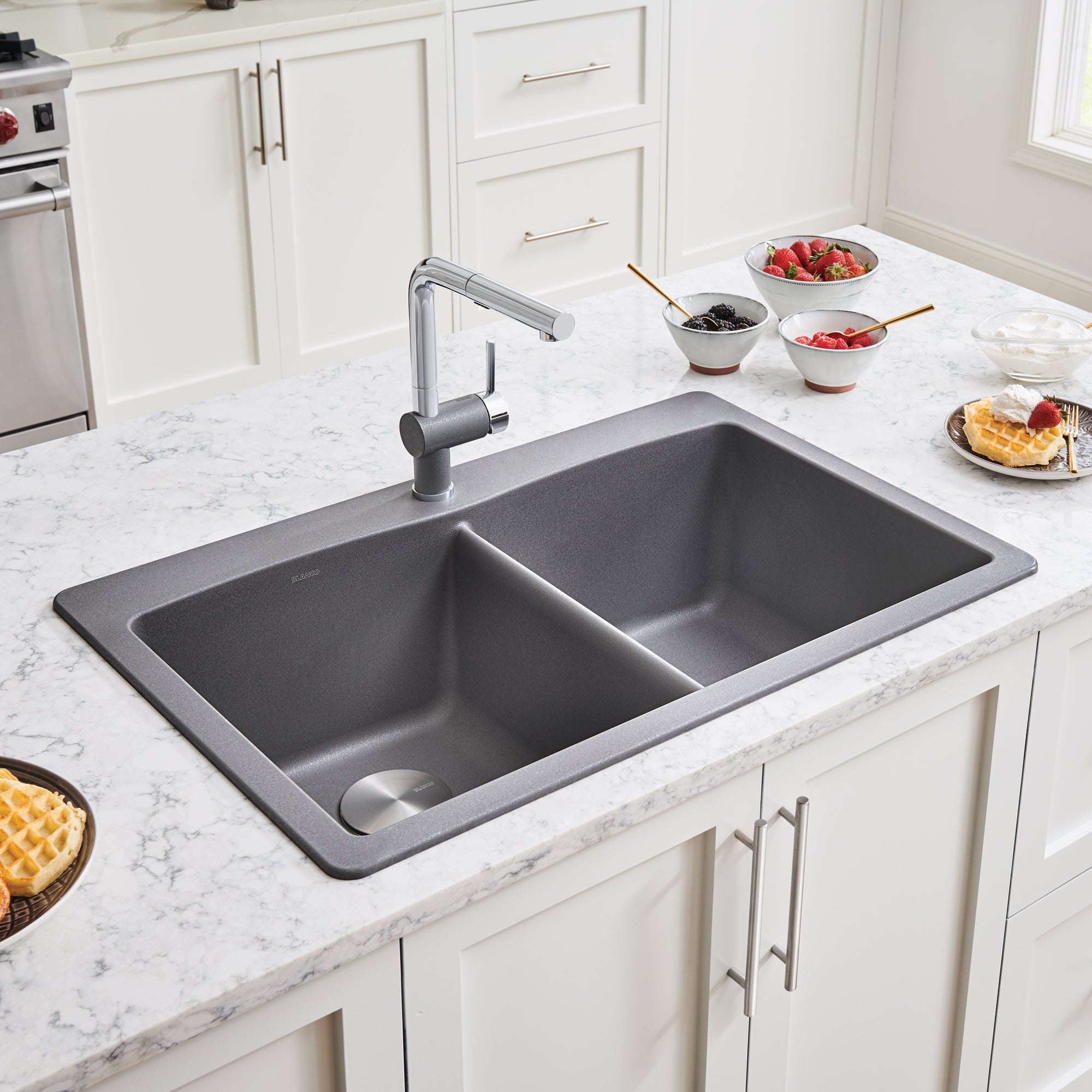 Blanco 401661- DIAMOND 210 Drop-in Sink, SILGRANIT®, Metallic Gray - FaucetExpress.ca