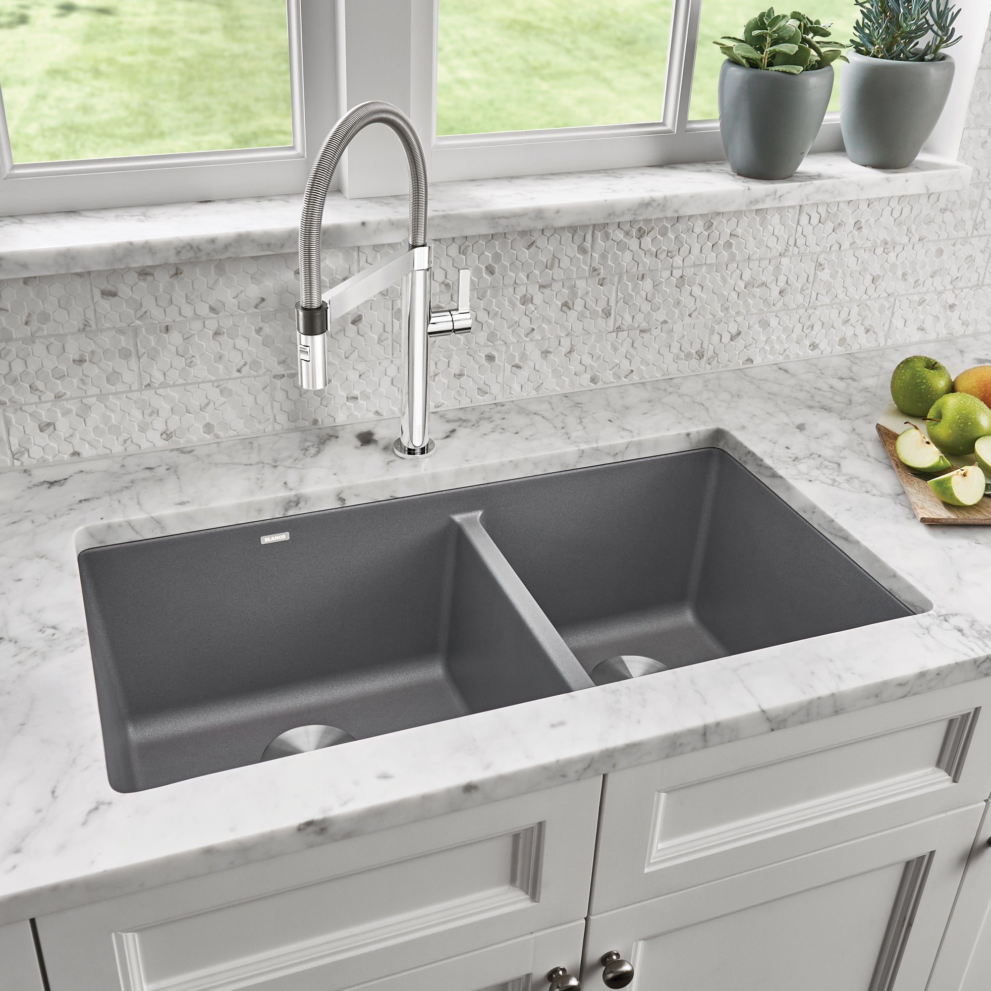 Blanco 401682- PRECIS U 1 ¾ Undermount, SILGRANIT®, Metallic Gray - FaucetExpress.ca