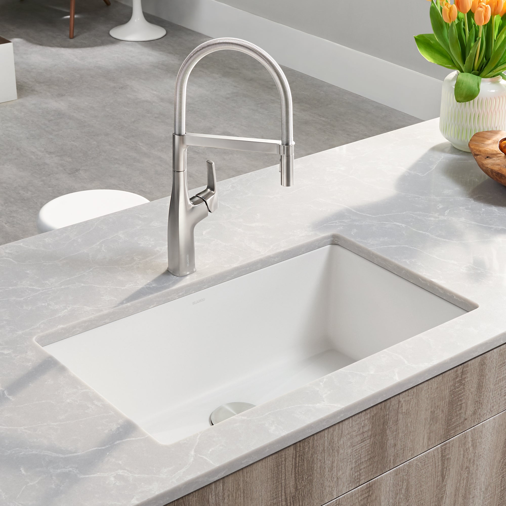 Blanco 401820- PRECIS U Super Single, Undermount, SILGRANIT®, White - FaucetExpress.ca