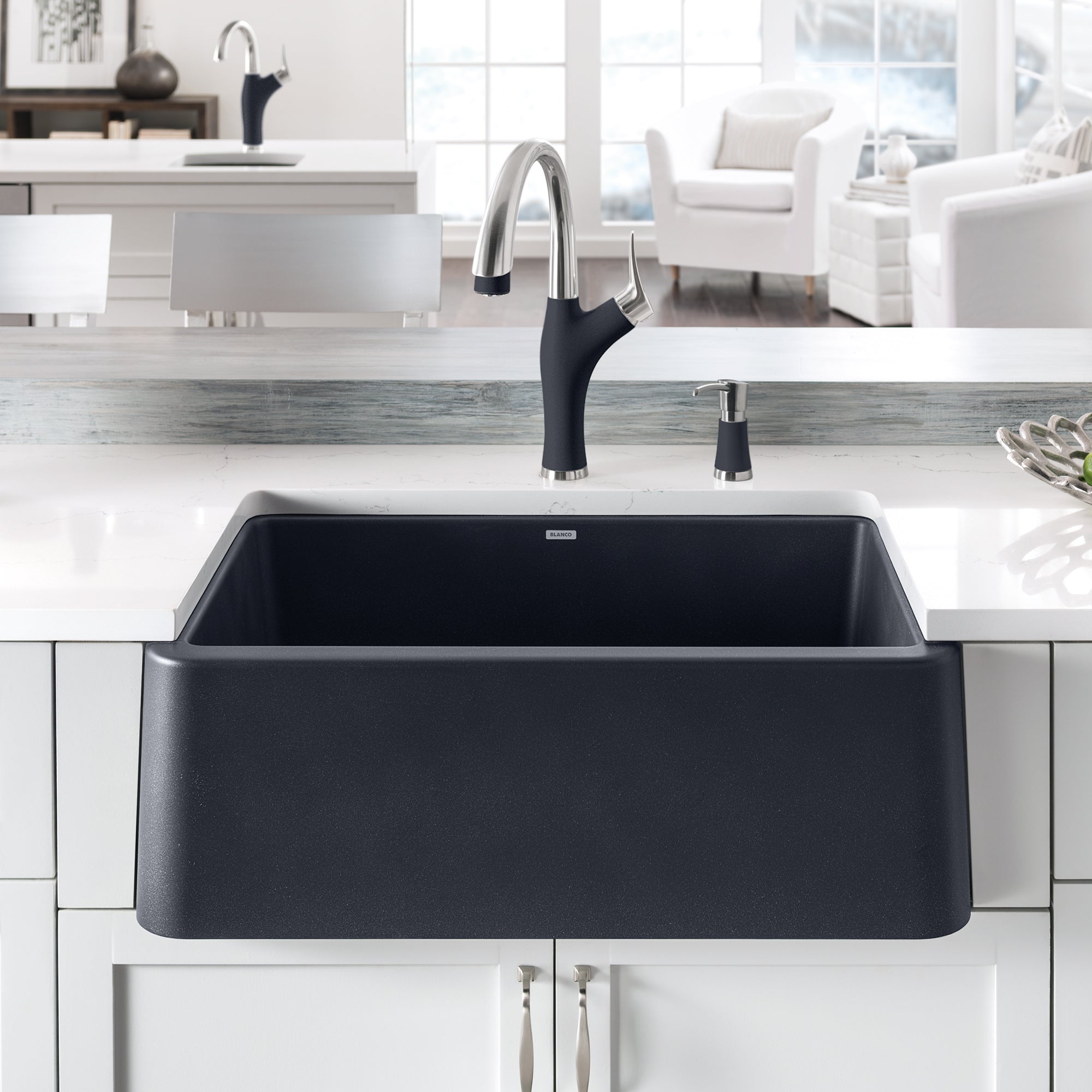 Blanco 401831- IKON 30 Farmhouse Kitchen Sink, SILGRANIT®, Anthracite - FaucetExpress.ca
