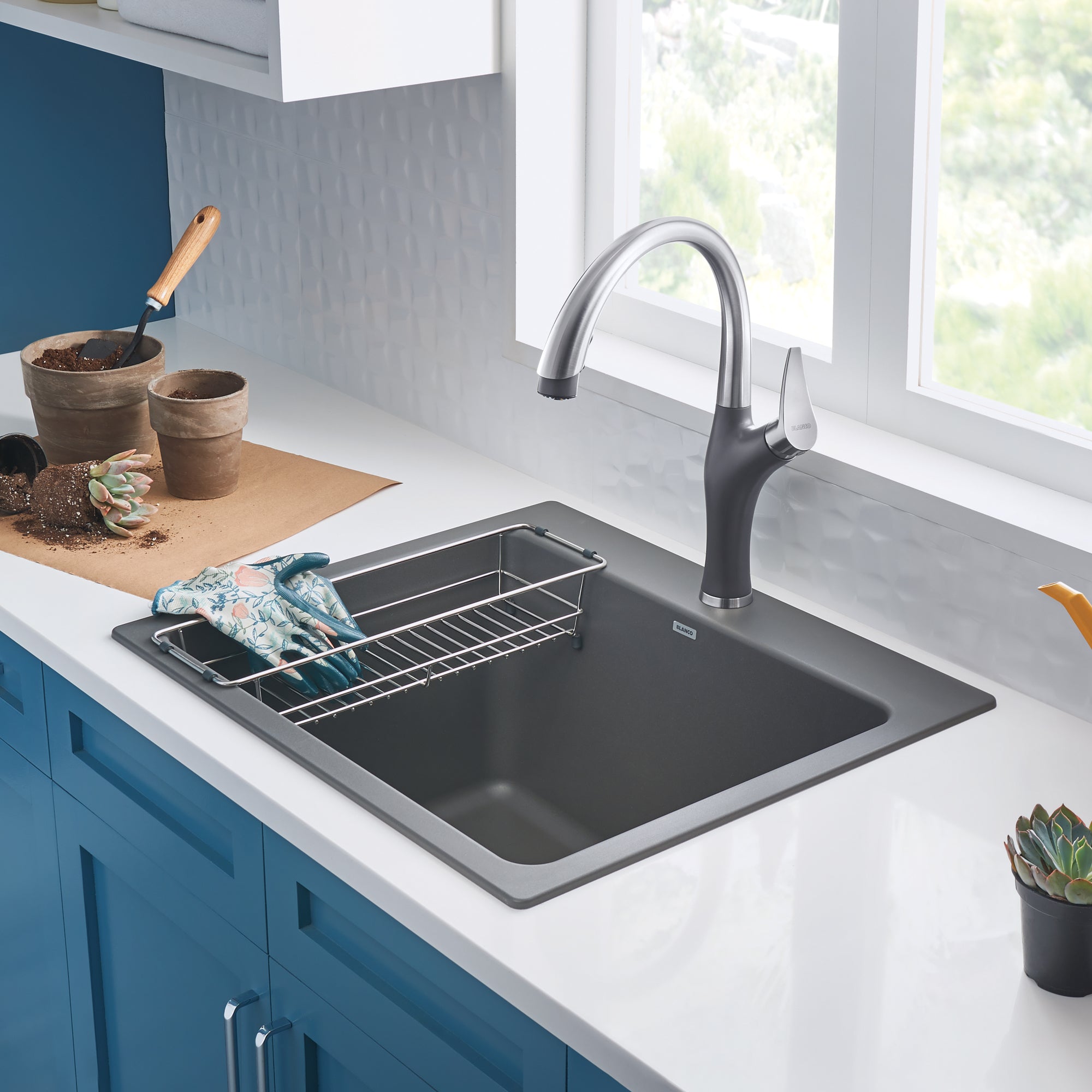 Blanco 401905- LIVEN Single Bowl Laundry Sink, SILGRANIT®, Cinder - FaucetExpress.ca