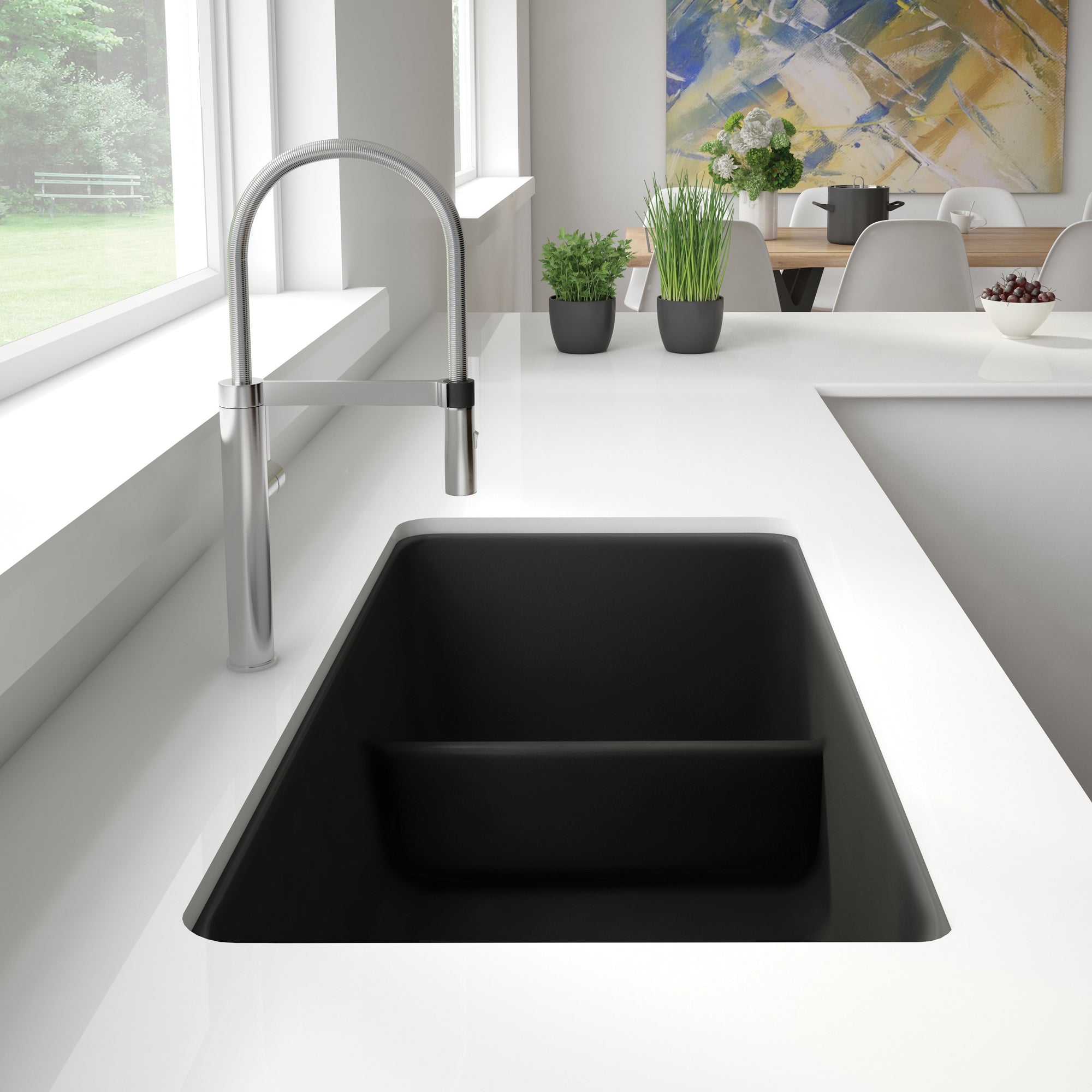 Blanco 402065- PRECIS U 1 Low Divide Undermount Sink, SILGRANIT, White - FaucetExpress.ca