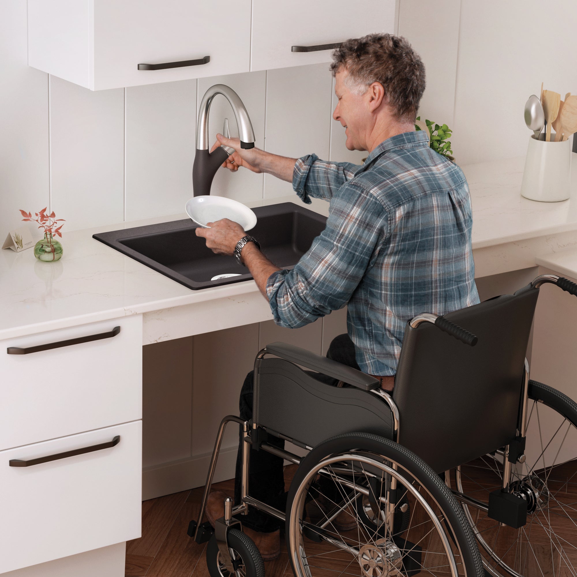 Blanco 402073- PRECIS Single 25 ADA/CSA Dual Mount, SILGRANIT, Anthracite - FaucetExpress.ca