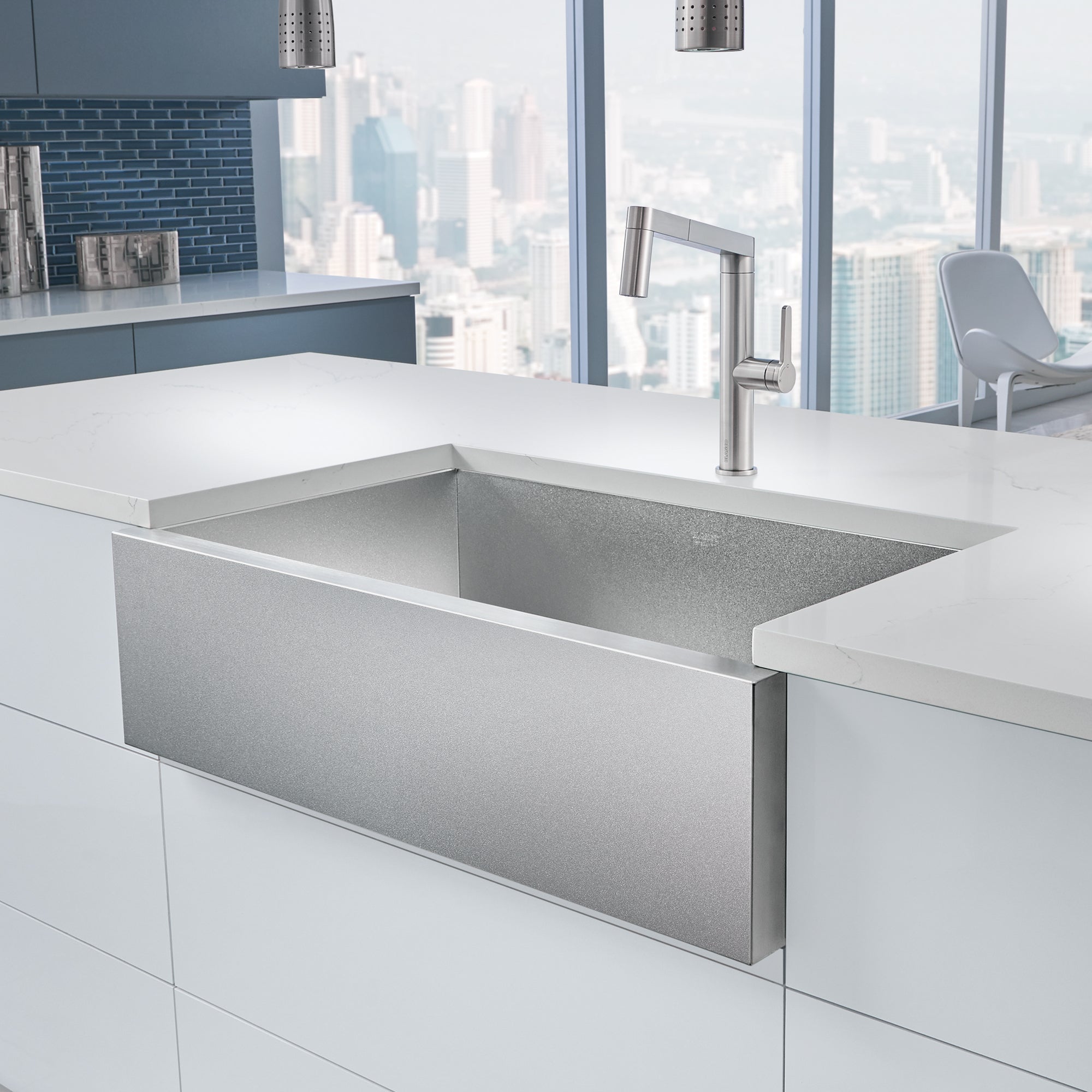 Blanco 402122- PRECISION Durinox Farmhouse Kitchen Sink, STEELART - FaucetExpress.ca