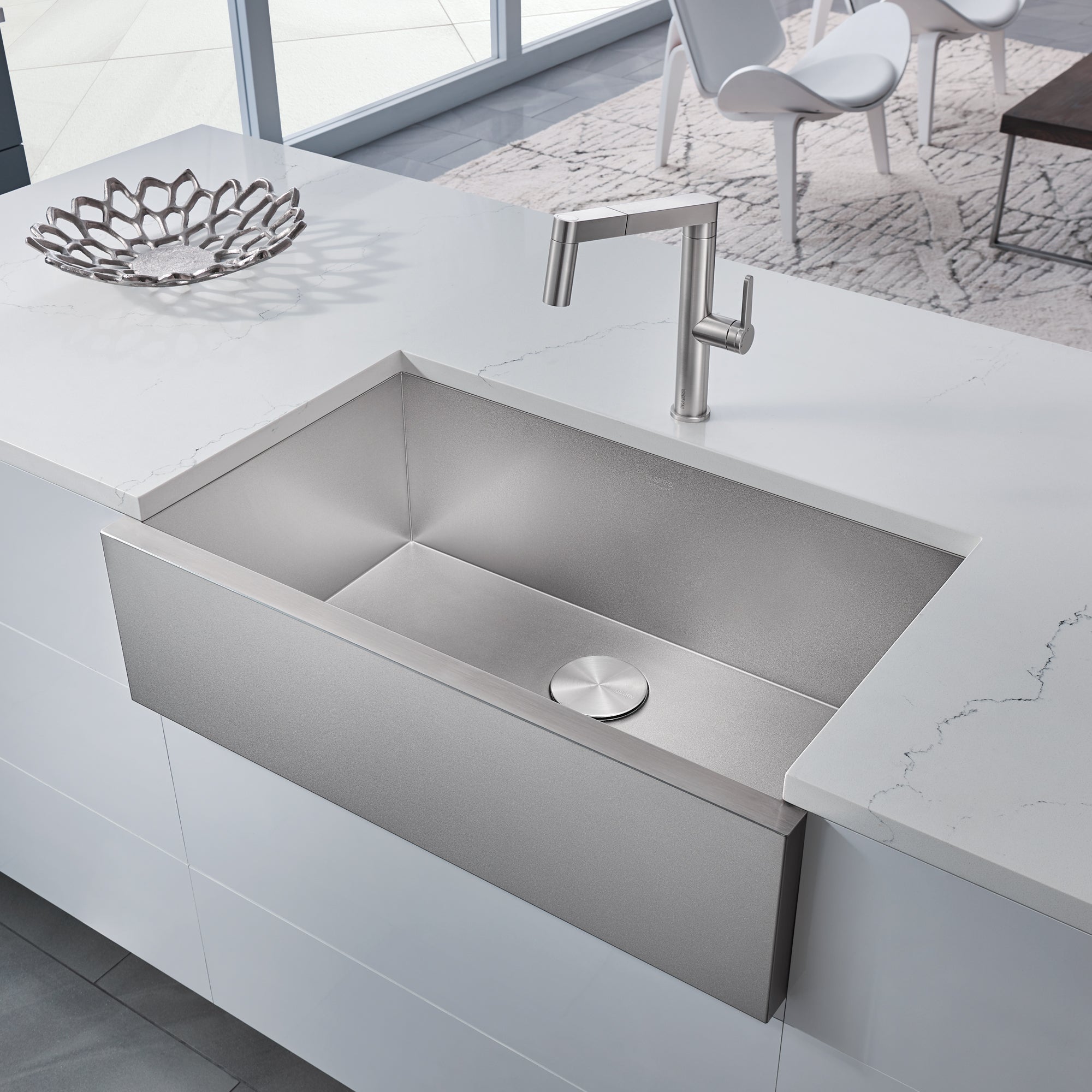 Blanco 402122- PRECISION Durinox Farmhouse Kitchen Sink, STEELART - FaucetExpress.ca