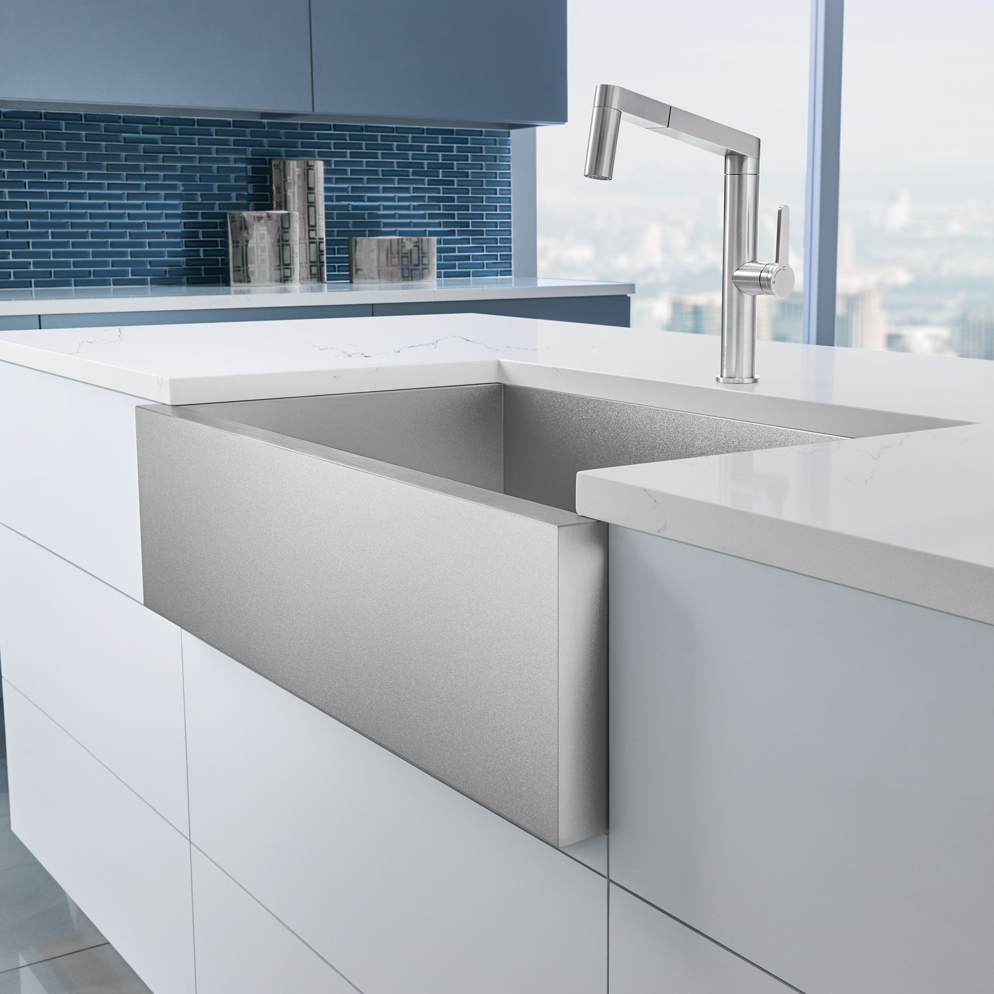 Blanco 402122- PRECISION Durinox Farmhouse Kitchen Sink, STEELART - FaucetExpress.ca