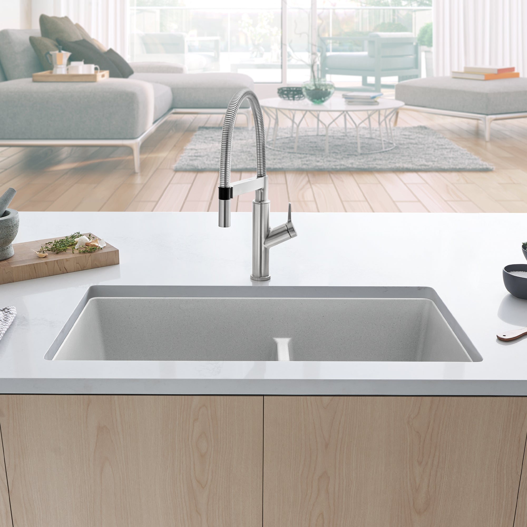 Blanco 402264- Precis U 1  LD, Undermount Sink, Silgranit Concrete Gray - FaucetExpress.ca
