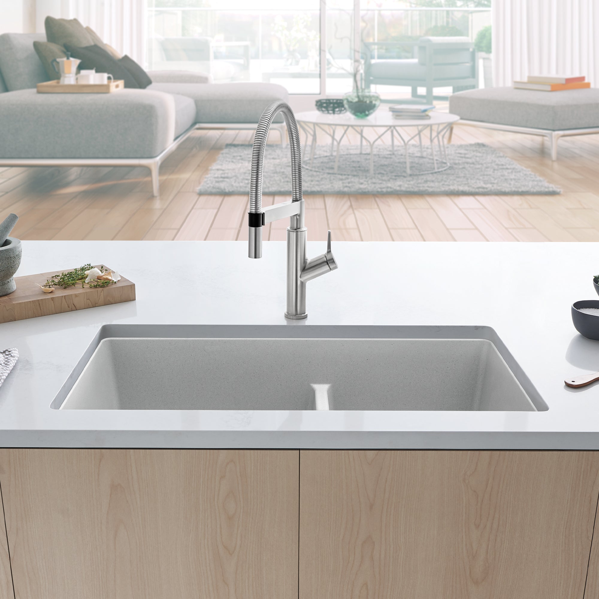 Blanco 402264- Precis U 1 LD, Undermount Sink, Silgranit Concrete Gray - FaucetExpress.ca