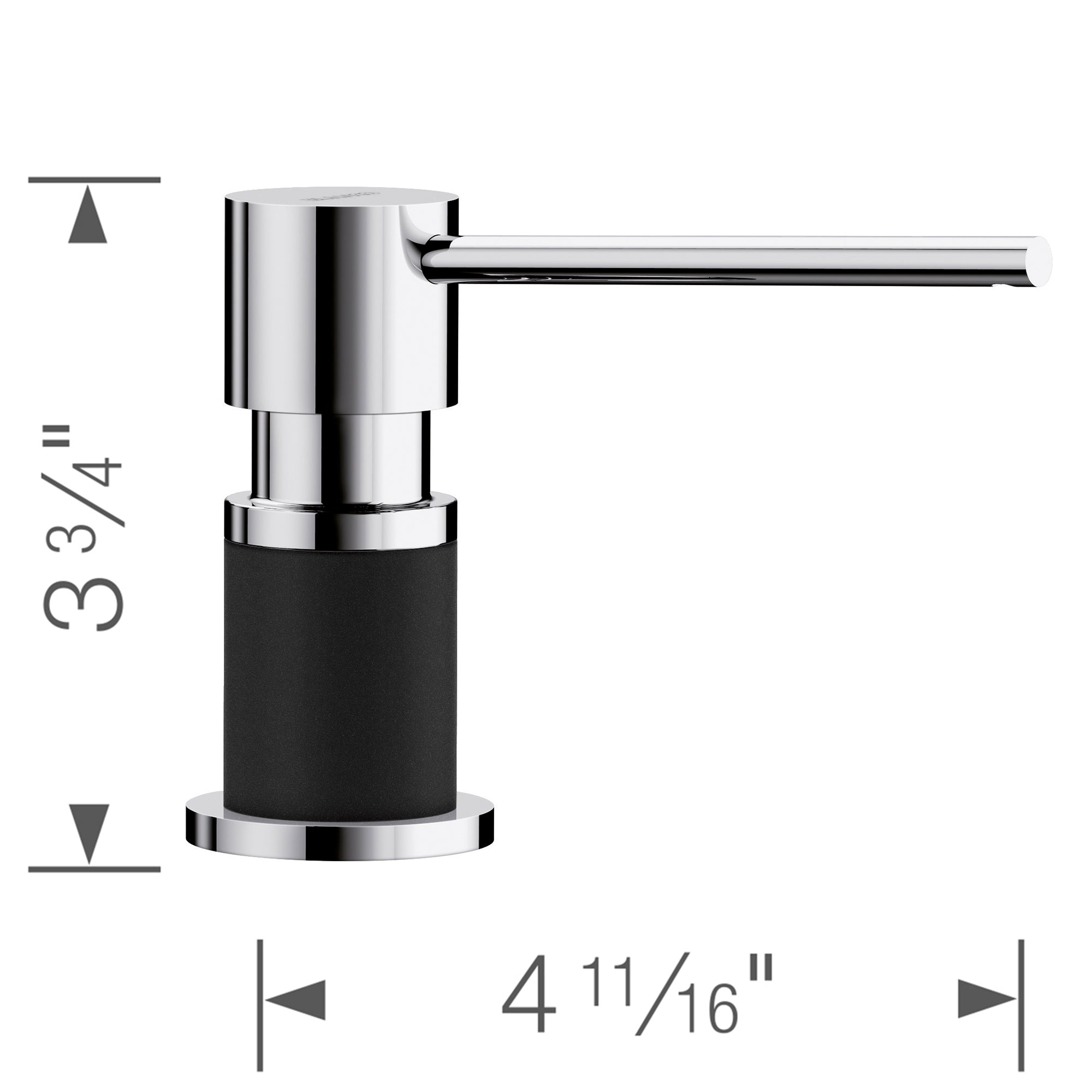 Blanco 402574- LATO Soap Dispenser, Chrome/Coal Black, (300 ml) 10 fl oz. - FaucetExpress.ca