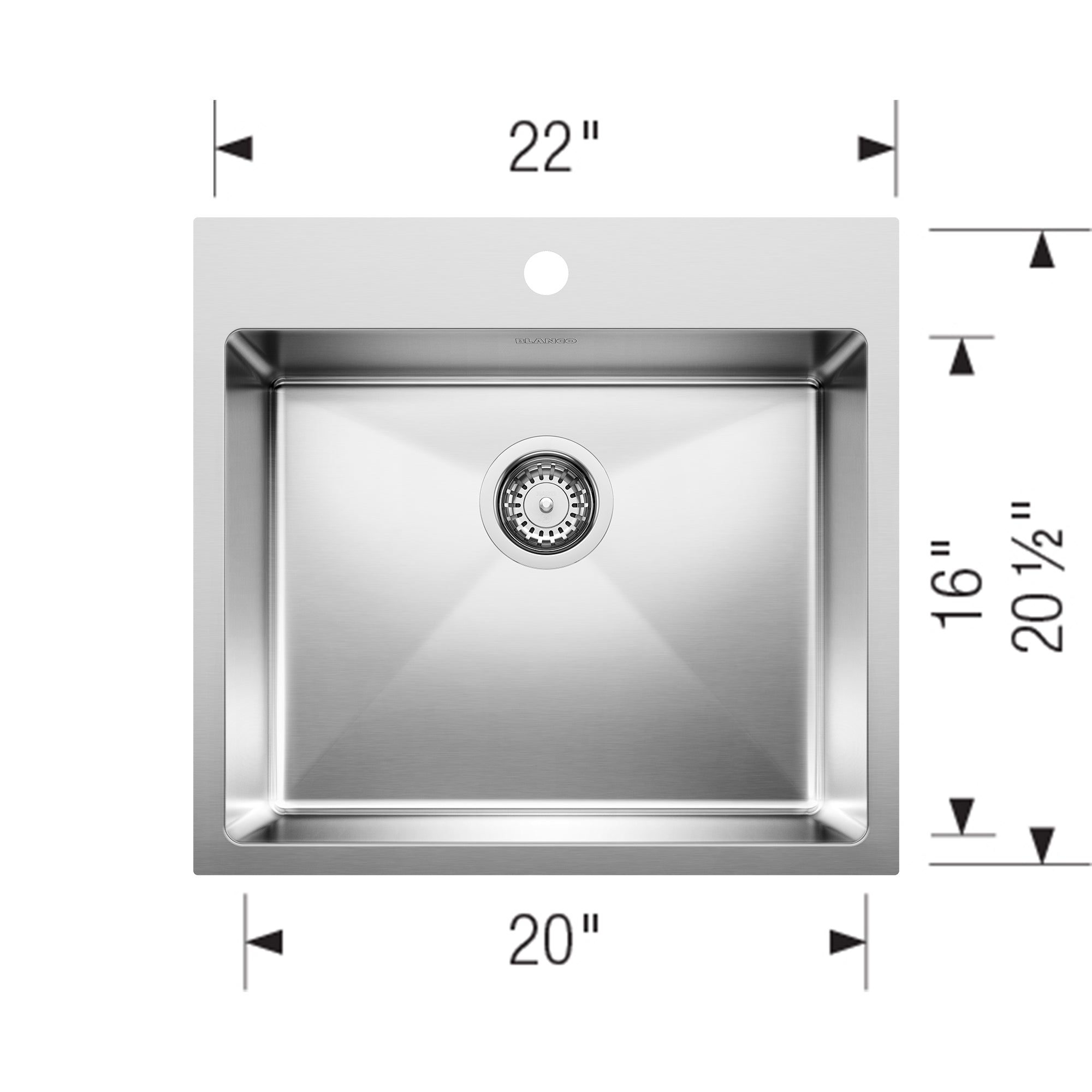 Blanco 402614- QUATRUS R15 22, Single Drop-in Kitchen Sink - FaucetExpress.ca