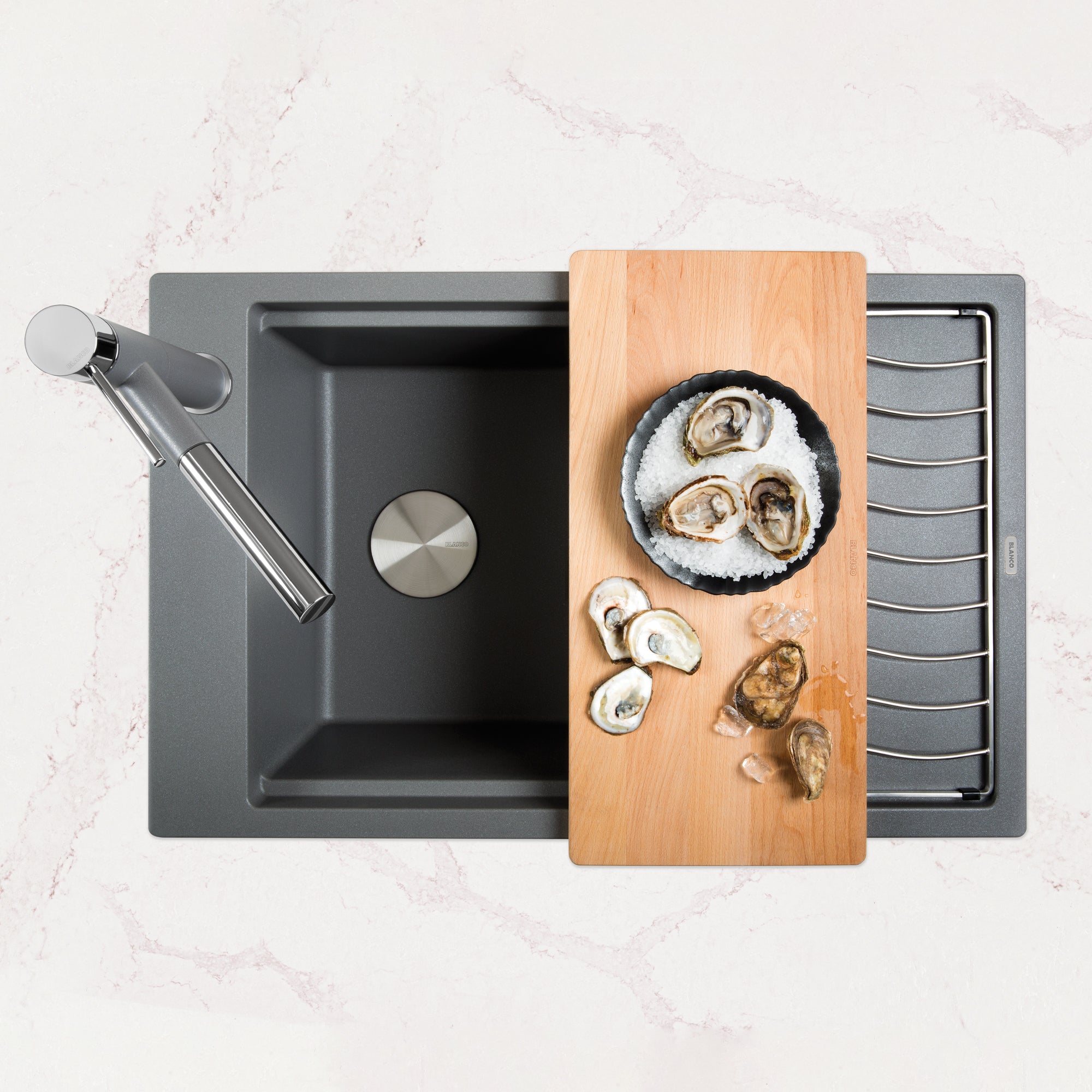 Blanco 406340- Beech Cutting Board, Precis with Drainboard - FaucetExpress.ca