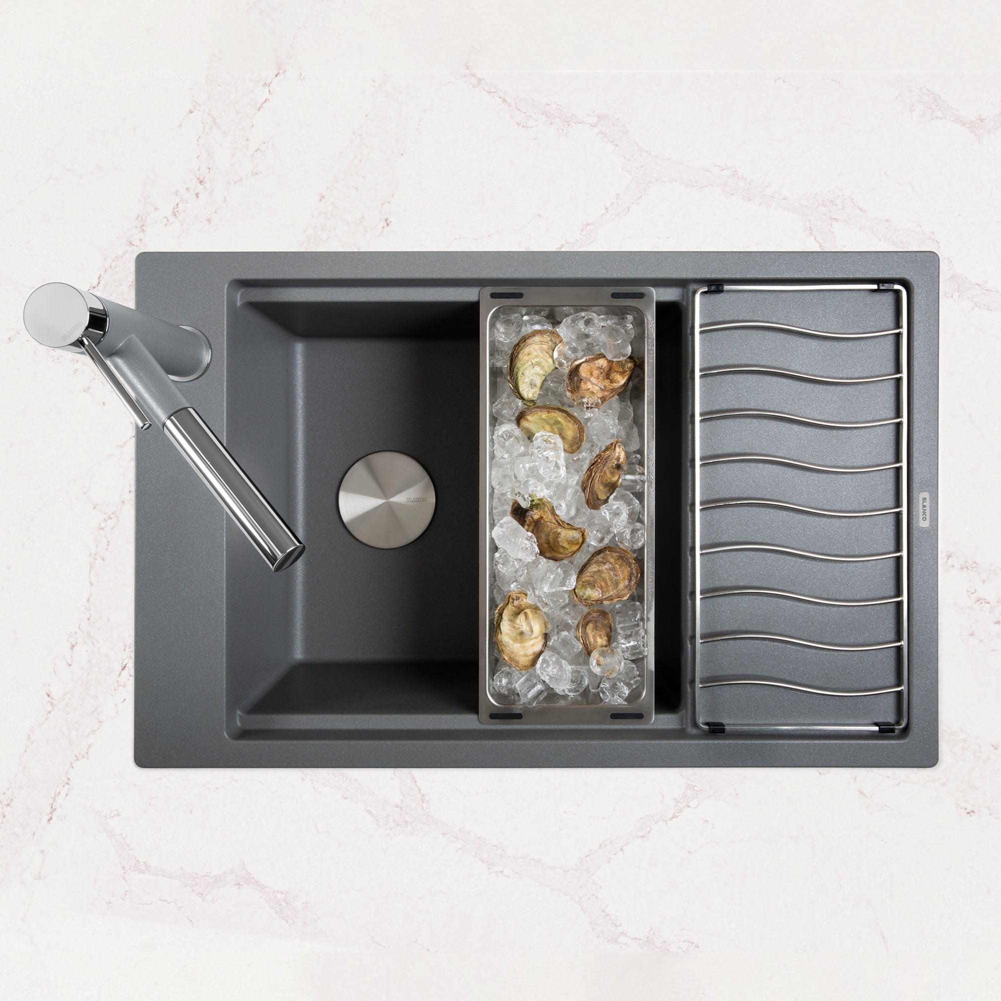 Blanco 406397- Colander Stainless Steel, Precis with Drainboard - FaucetExpress.ca