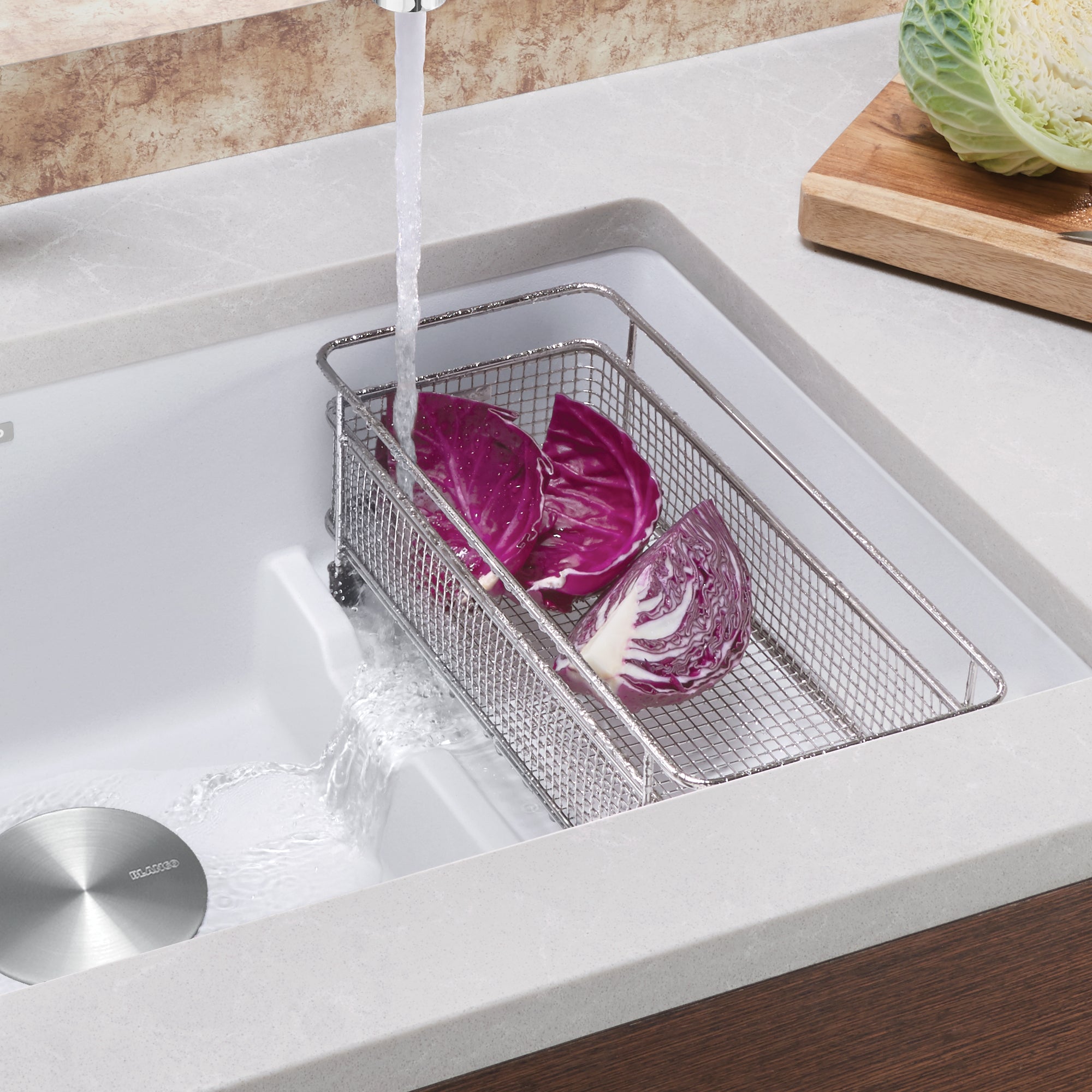Blanco 406399- Mesh Basket, Stainless Steel, Precis with Drainboard - FaucetExpress.ca
