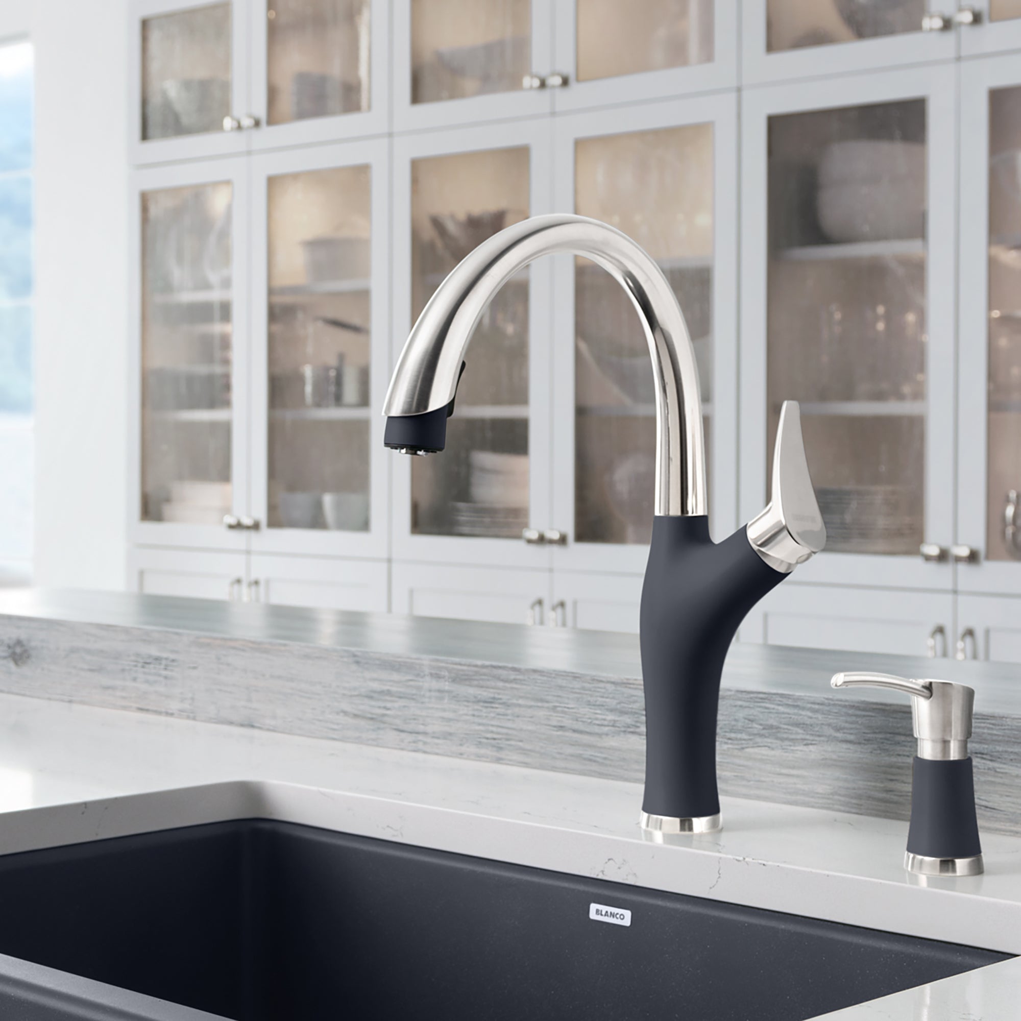 Blanco 442031- Artona Pull Down 1.5 Gpm, Pvd Steel / Anthracite - FaucetExpress.ca