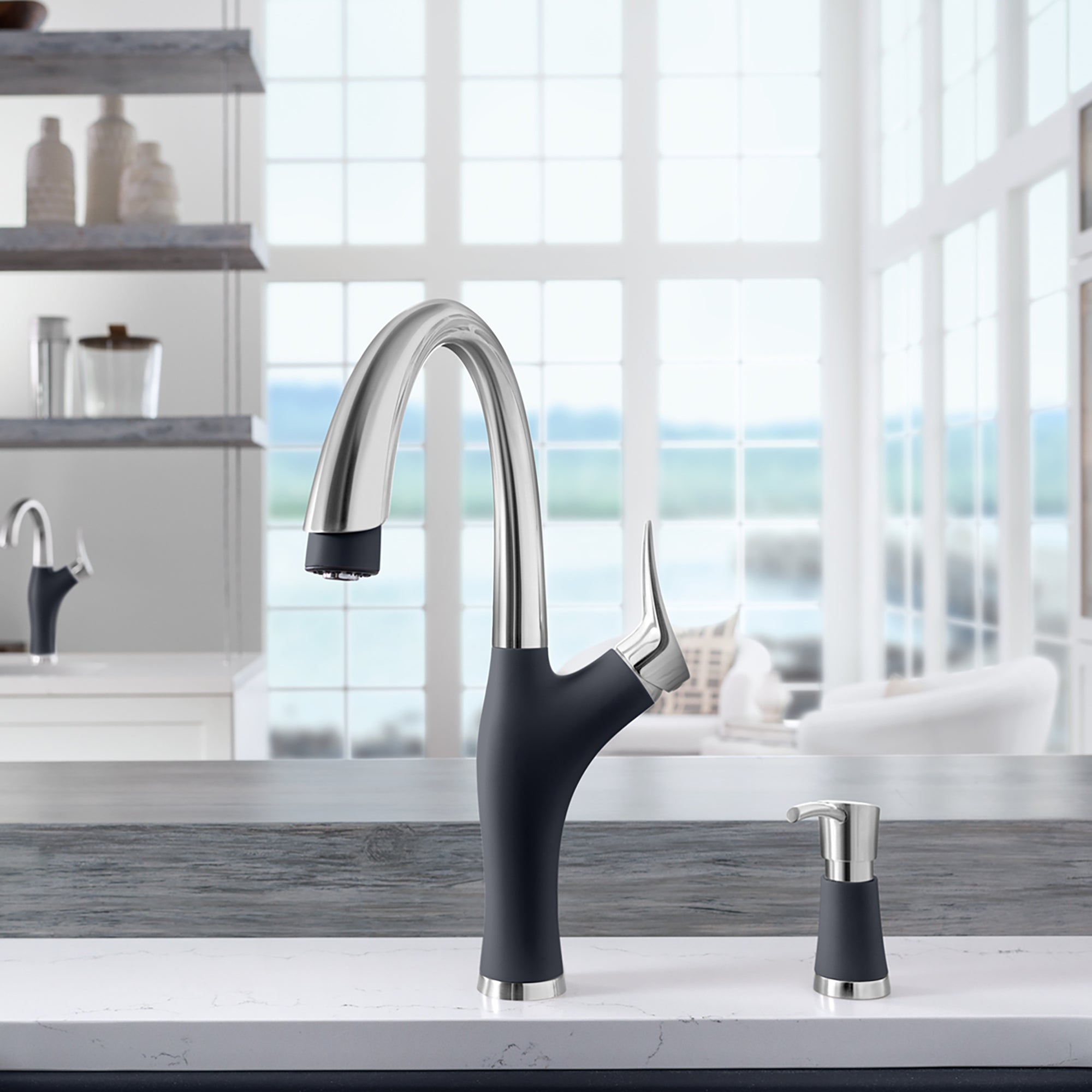 Blanco 442031- Artona Pull Down 1.5 Gpm, Pvd Steel / Anthracite - FaucetExpress.ca