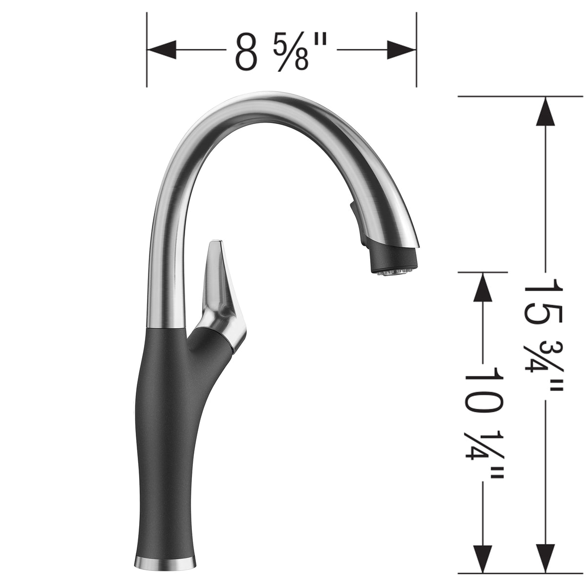 Blanco 442031- Artona Pull Down 1.5 Gpm, Pvd Steel / Anthracite - FaucetExpress.ca