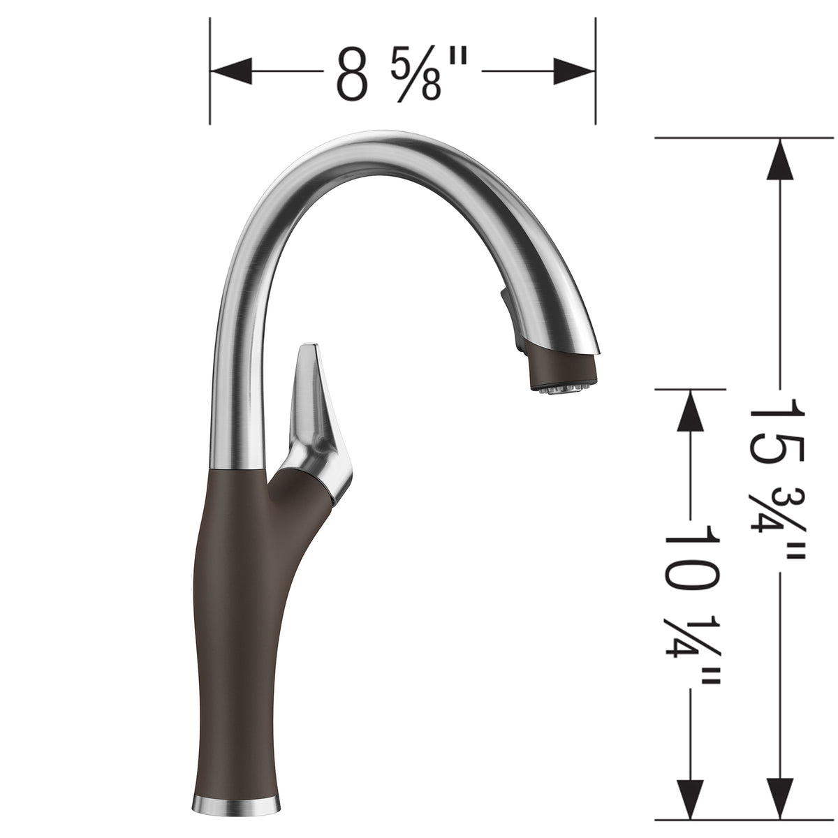Blanco 442032- Artona Pull Down 1.5 Gpm, Pvd Steel / Café - FaucetExpress.ca