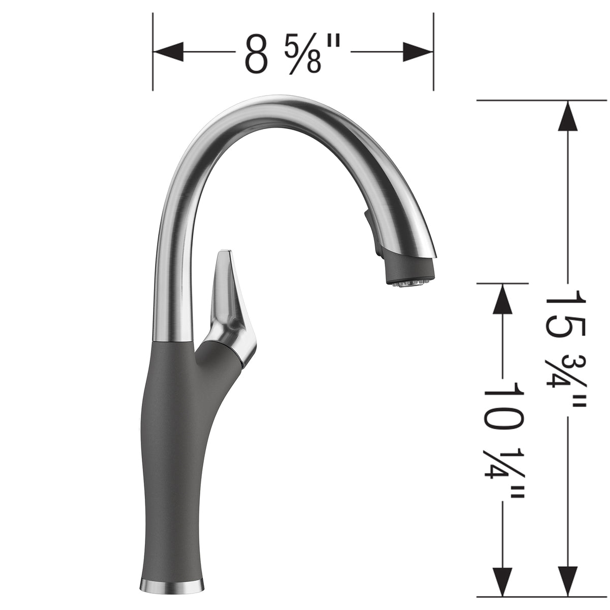 Blanco 442033- Artona Pull Down 1.5 Gpm, Pvd Steel / Cinder - FaucetExpress.ca