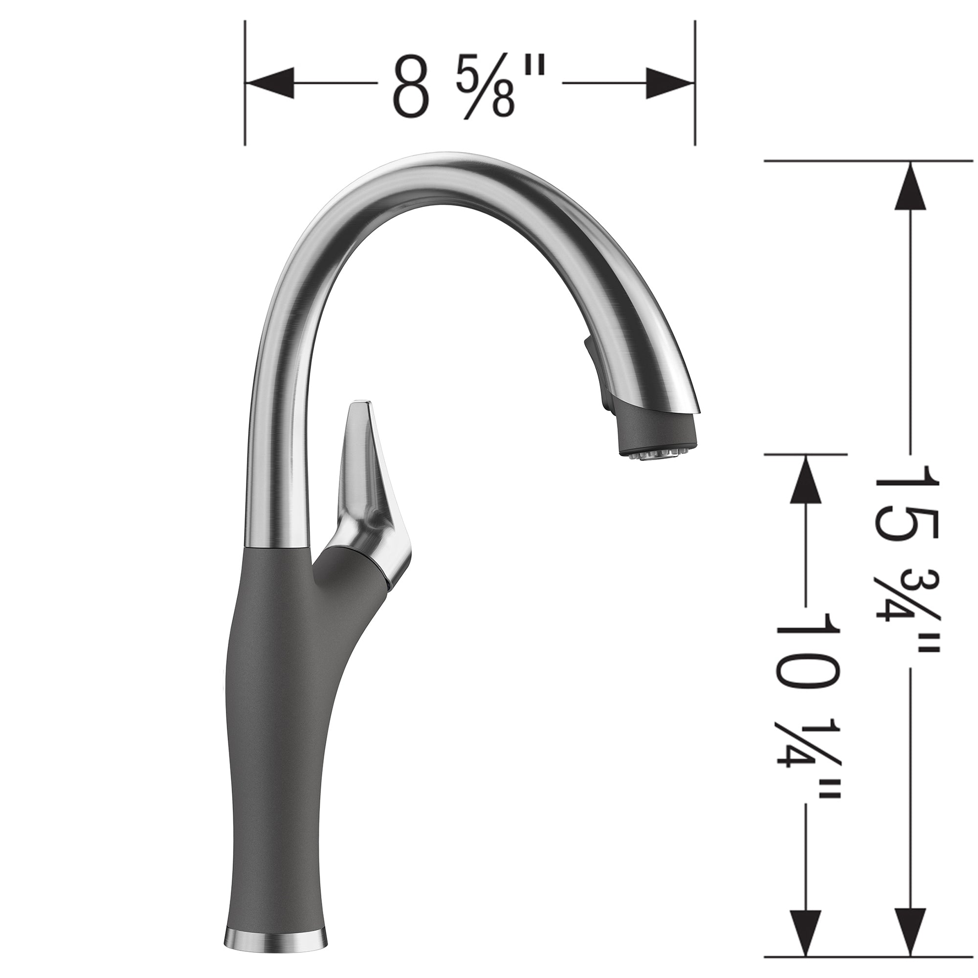 Blanco 442033- Artona Pull Down 1.5 Gpm, Pvd Steel / Cinder - FaucetExpress.ca