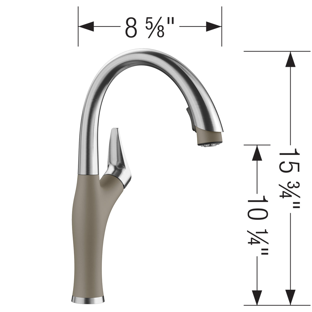 Blanco 442035- Artona Pull Down 1.5 Gpm, Pvd Steel / Truffle - FaucetExpress.ca