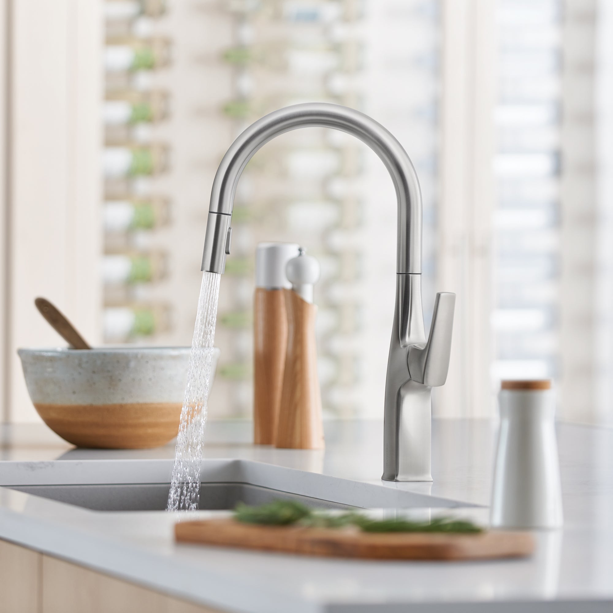 Blanco 442678- RIVANA HIGH-ARC, Pull-down Kitchen Faucet, 1.5 GPM (Dual-spray), Stainless Finish - FaucetExpress.ca