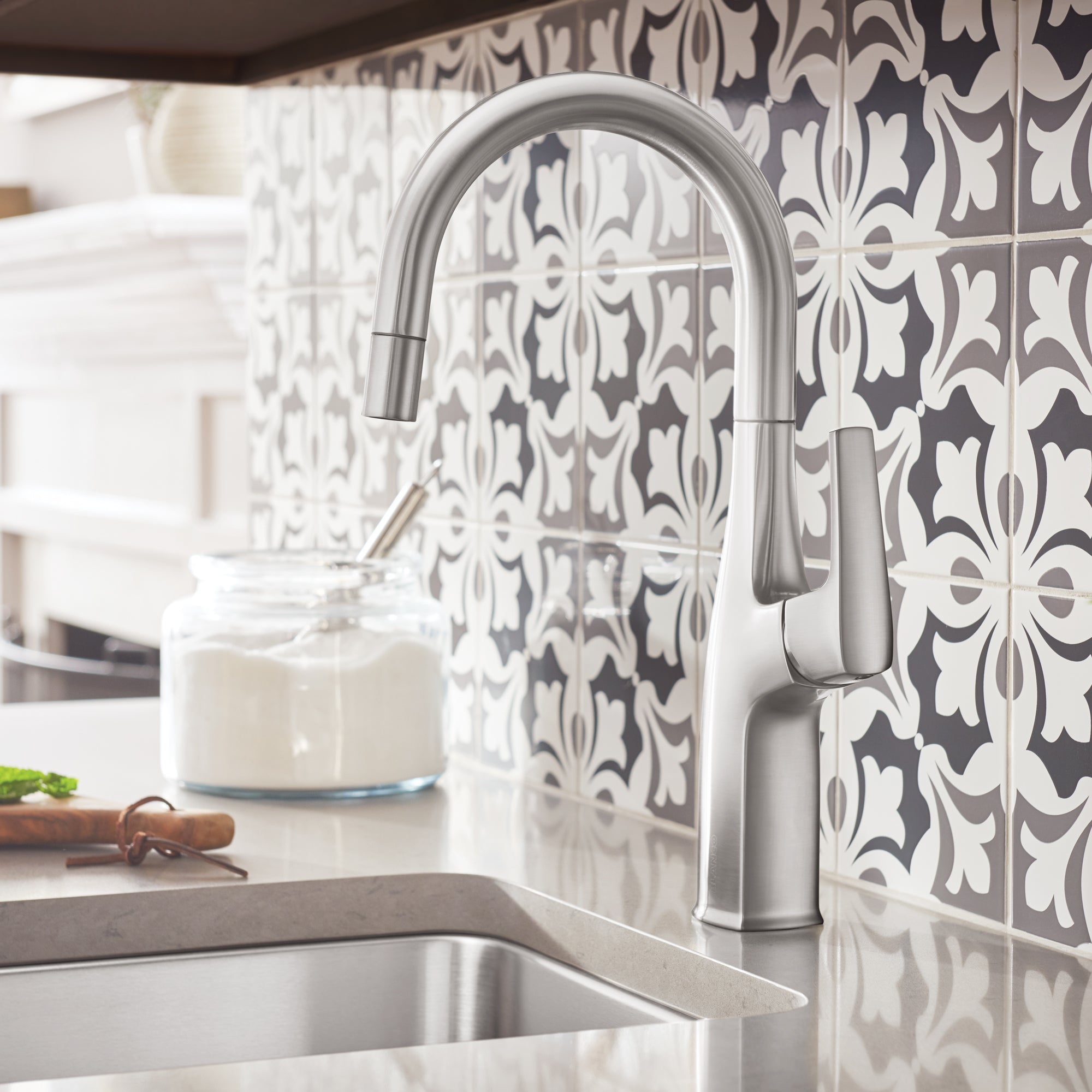 Blanco 442682- RIVANA BAR/PREP, Pull-down Kitchen Faucet, 1.5 GPM flow rate, Stainless Finish - FaucetExpress.ca