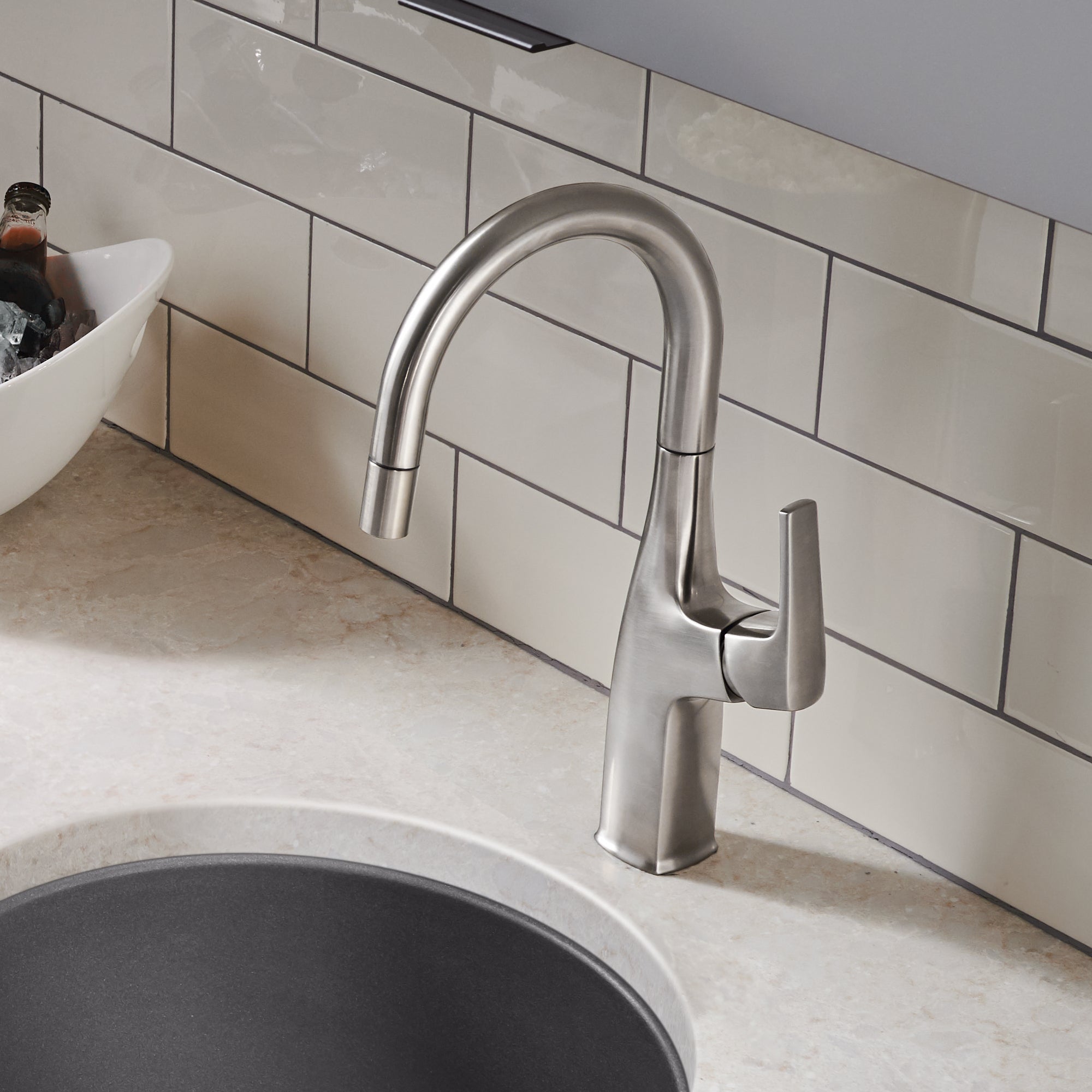 Blanco 442682- RIVANA BAR/PREP, Pull-down Kitchen Faucet, 1.5 GPM flow rate, Stainless Finish - FaucetExpress.ca
