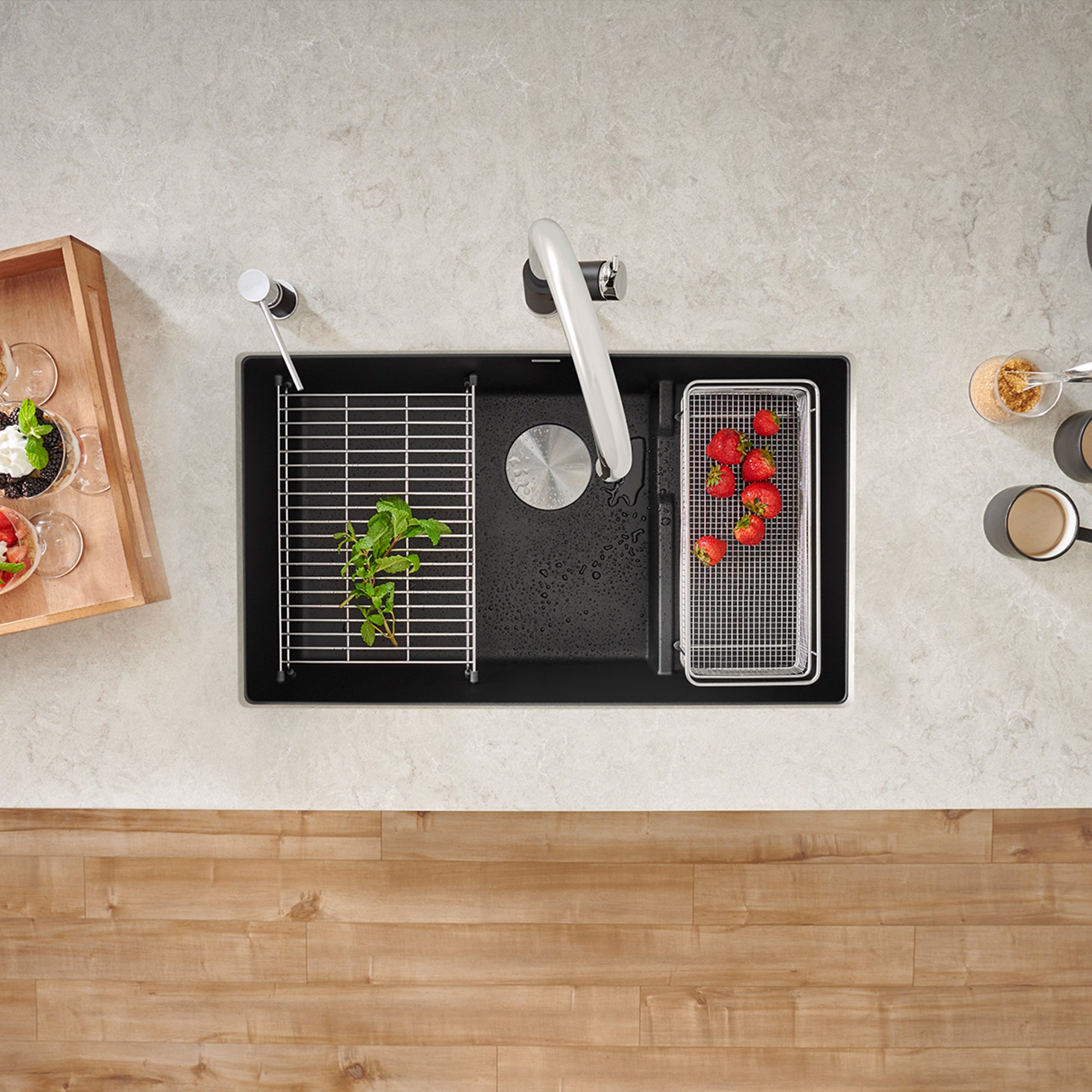 Blanco 402659- PRECIS CASCADE, Single Undermount Kitchen Sink, SILGRANIT Coal Black - FaucetExpress.ca