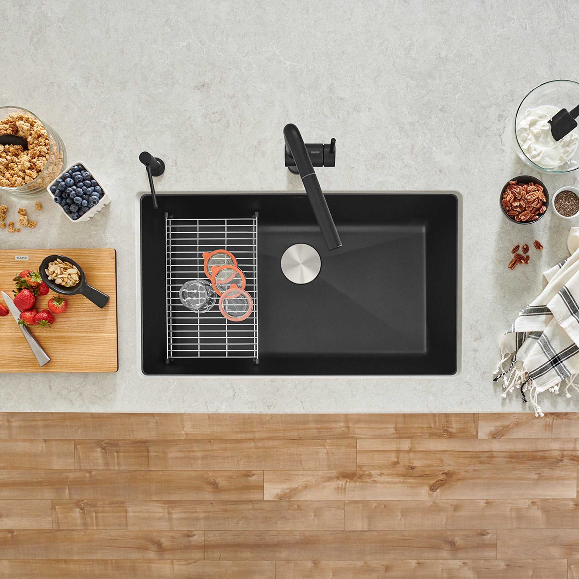 Blanco 402660- PRECIS U SUPER SINGLE, Single Undermount Kitchen Sink, SILGRANIT Coal Black - FaucetExpress.ca