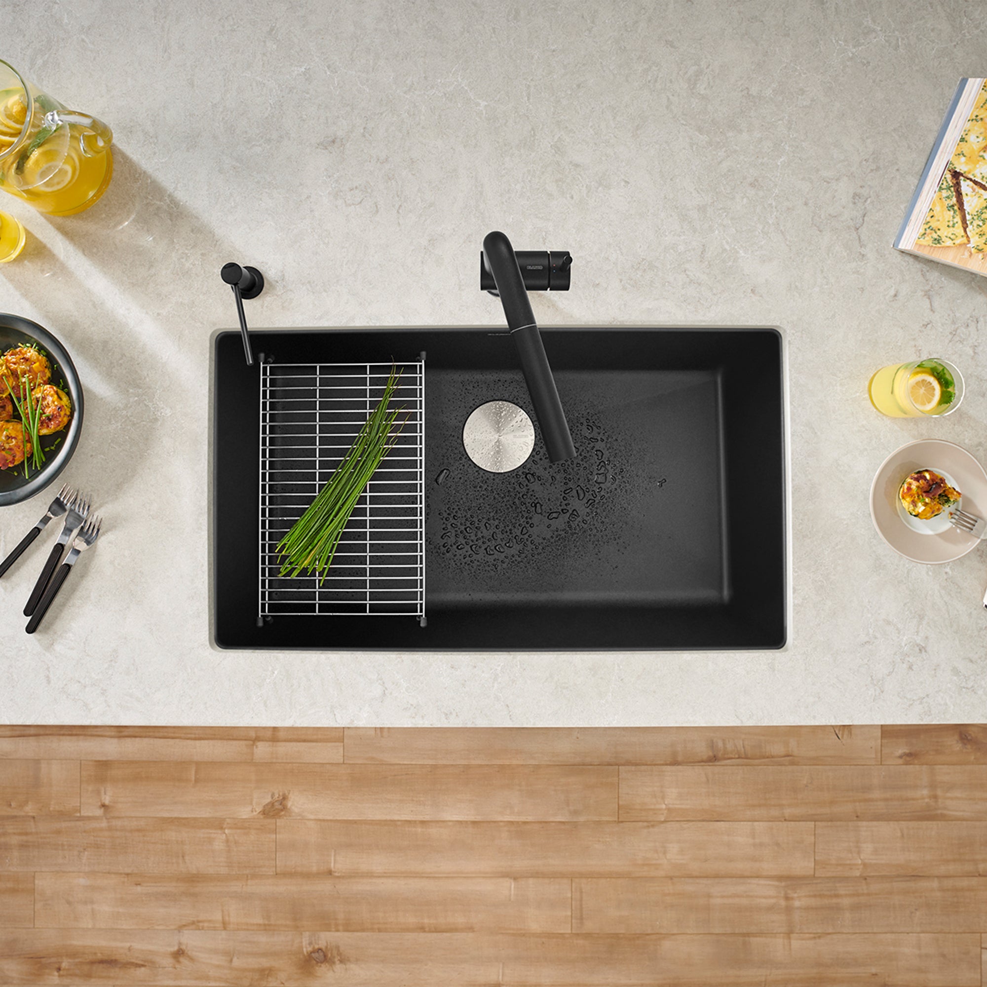 Blanco 402660- PRECIS U SUPER SINGLE, Single Undermount Kitchen Sink, SILGRANIT Coal Black - FaucetExpress.ca