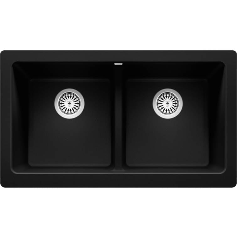 Blanco 402679- Blanco Horizon U 2 Undermount Kitchen Sink, 2 Bowls, Granite, Coal Black - FaucetExpress.ca