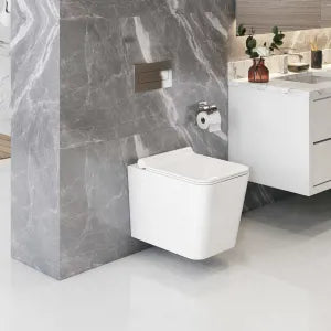 Icera C-5570.01- Baxter Wallhung Toilet Bowl Square White - FaucetExpress.ca