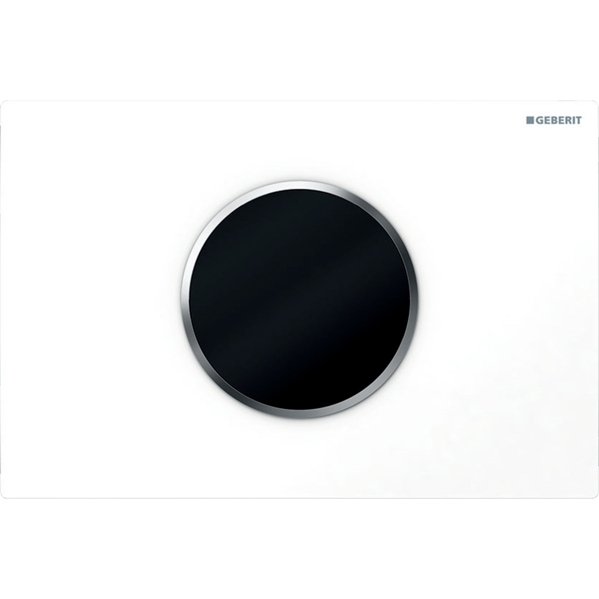 Geberit 115.908.KL.1- Geberit WC flush control with electronic flush actuation, battery operation, dual flush, actuator plate Sigma10, automatic/touchless: white, matt chrome-plated - FaucetExpress.ca